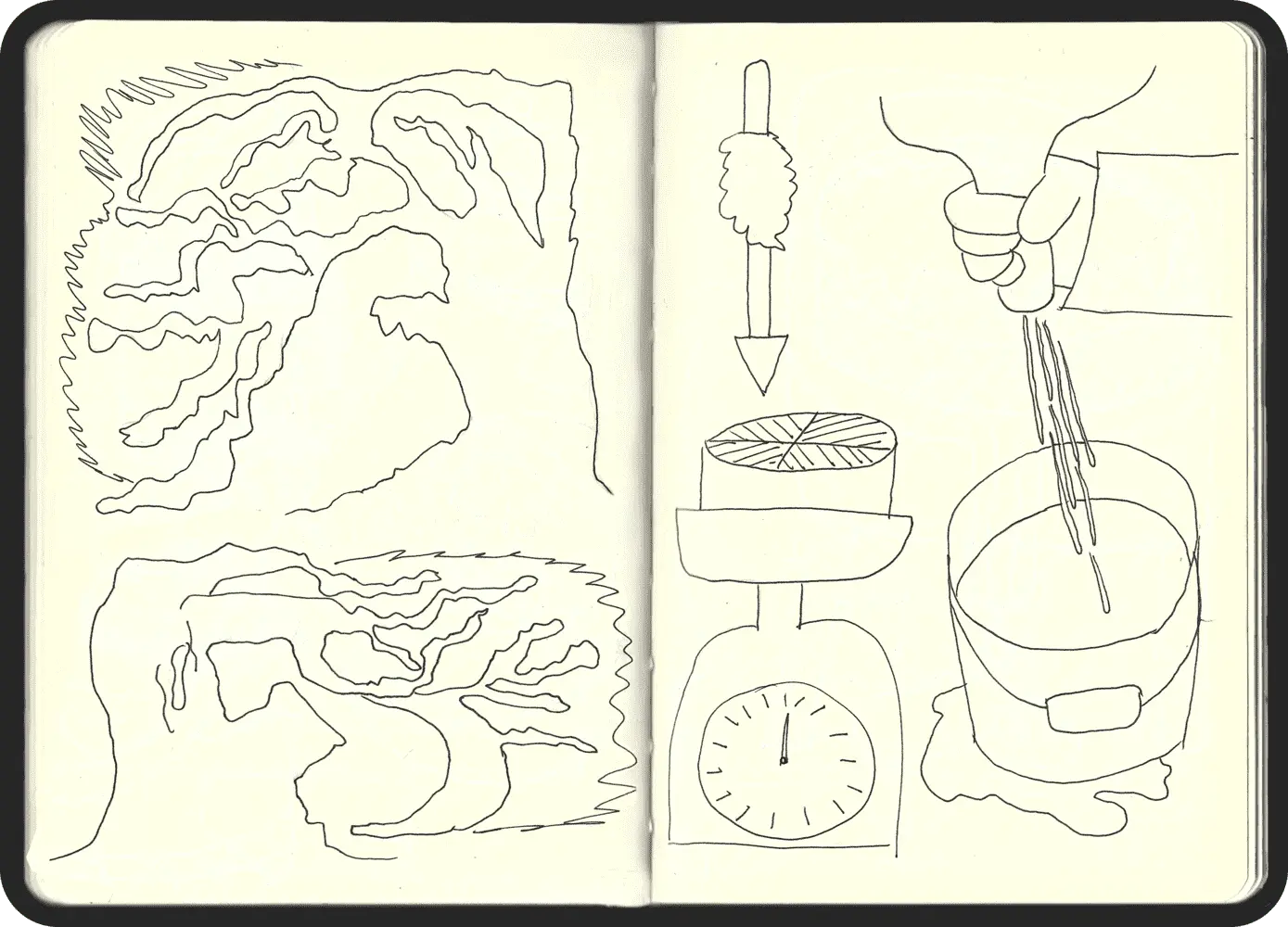 This page includes abstracted representation of La Sabina tree and traditional methods for processing cheese, part of the Lava Circular creative process by Jhon Boy.